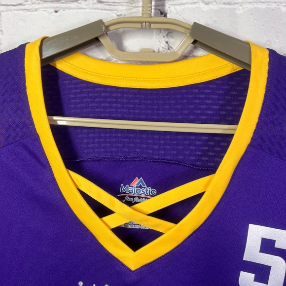 NWOT |•MAJESTIC•| Minnesota Vikings Bridgewater 5 V-Neck Rhinestone Top Size S - Picture 5 of 9